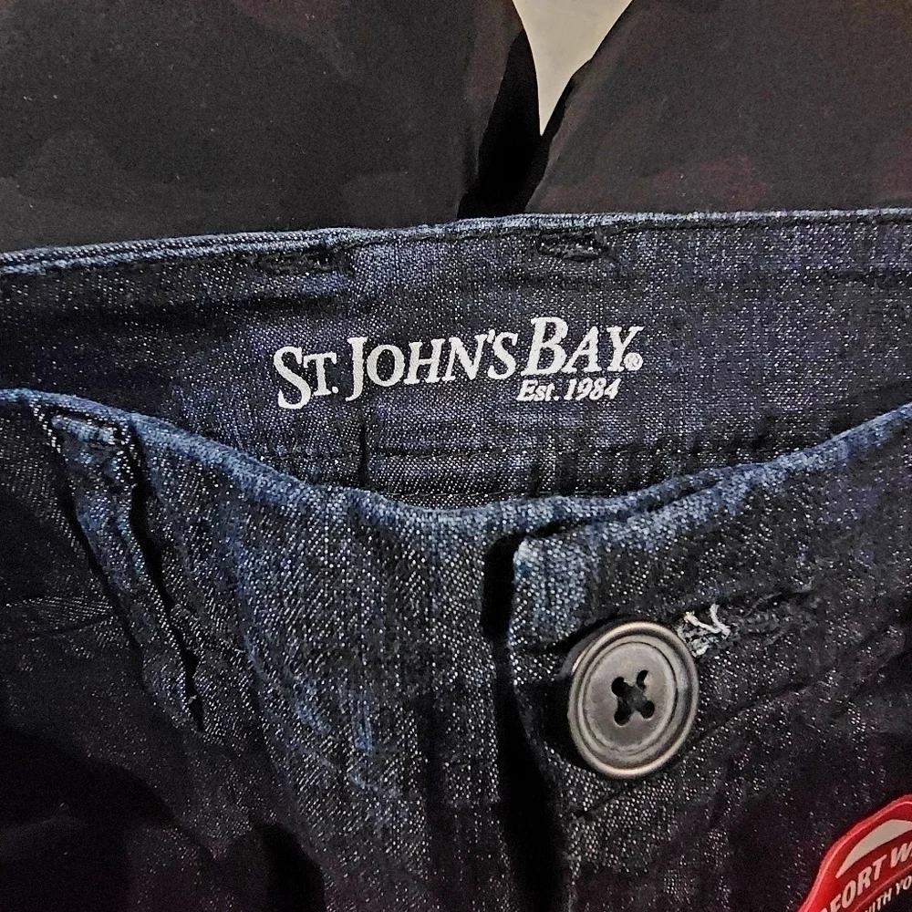 NWT St. John's Bay Dark Was Denim Secretly Slender Cropped Jeans Women's Size 4